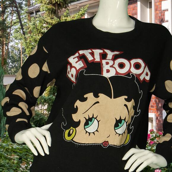Betty Boop Polka Dot Crewneck Pullover Jumper Sweatshirt M - Picture 5 of 6